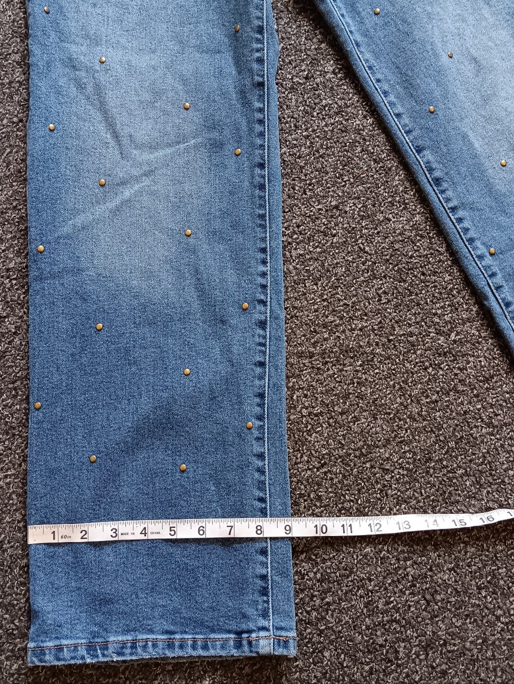 Jessica Simpson Zinnia Wide Leg Boyfriend  Blue Studded Denim Jeans Womens 4 - Picture 4 of 13